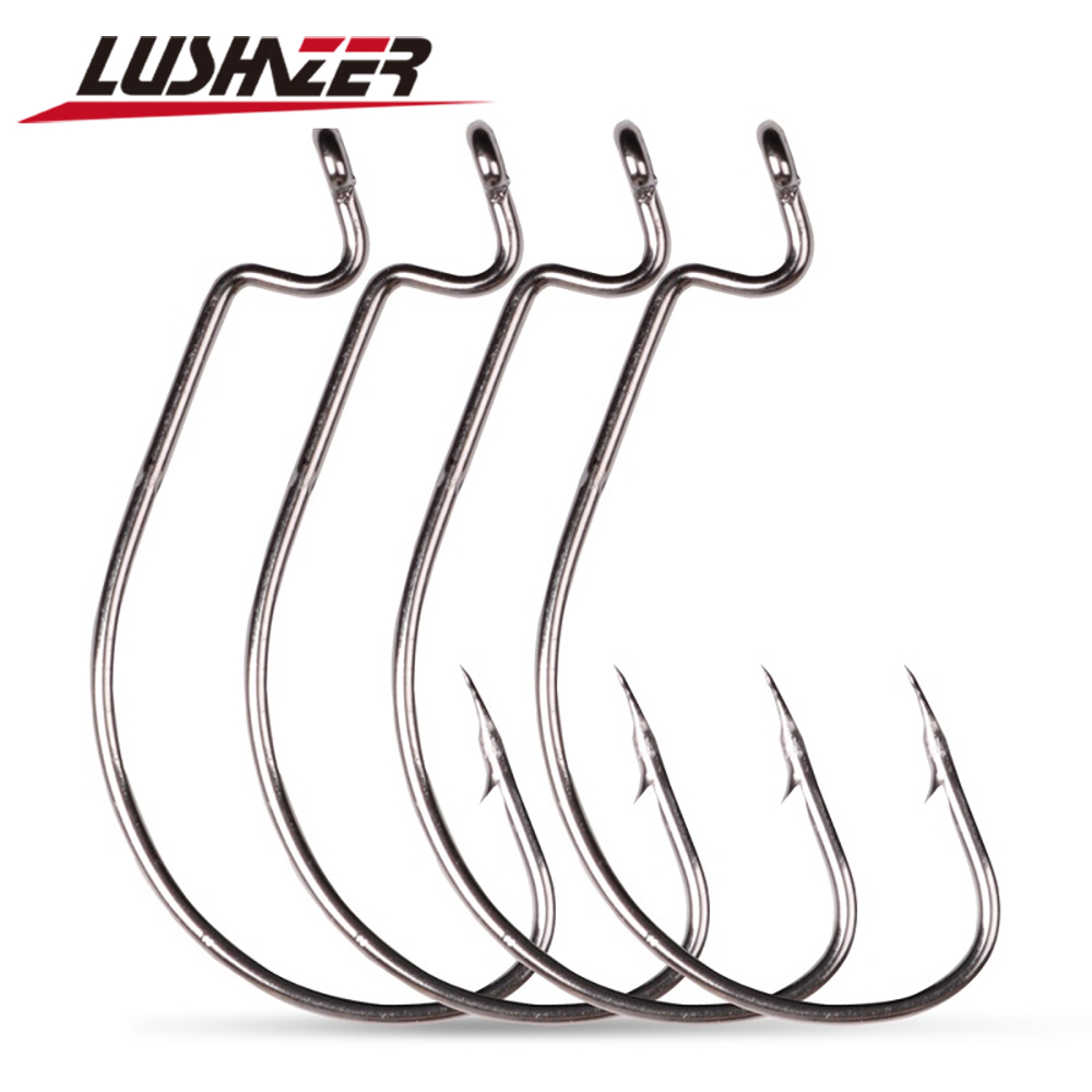 LUSHAZER 10 قطعة/الوحدة الكربو - مراجعة Fishing Hook Offset وسعره